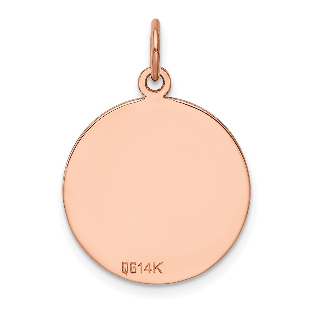 14k Rose Gold Plain Circular Engraveable Disc Charm