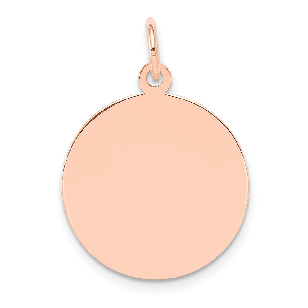 14k Rose Gold Plain Circular Engraveable Disc Charm