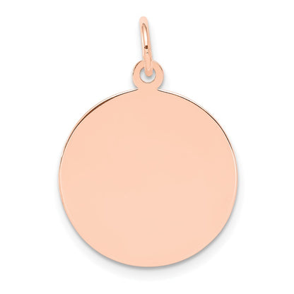 14k Rose Gold Plain Circular Engraveable Disc Charm