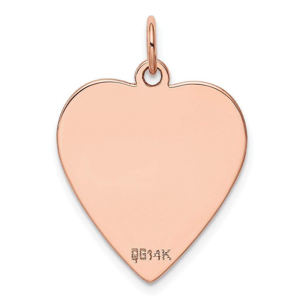 14k Rose Gold Plain Engraveable Heart Disc Charm