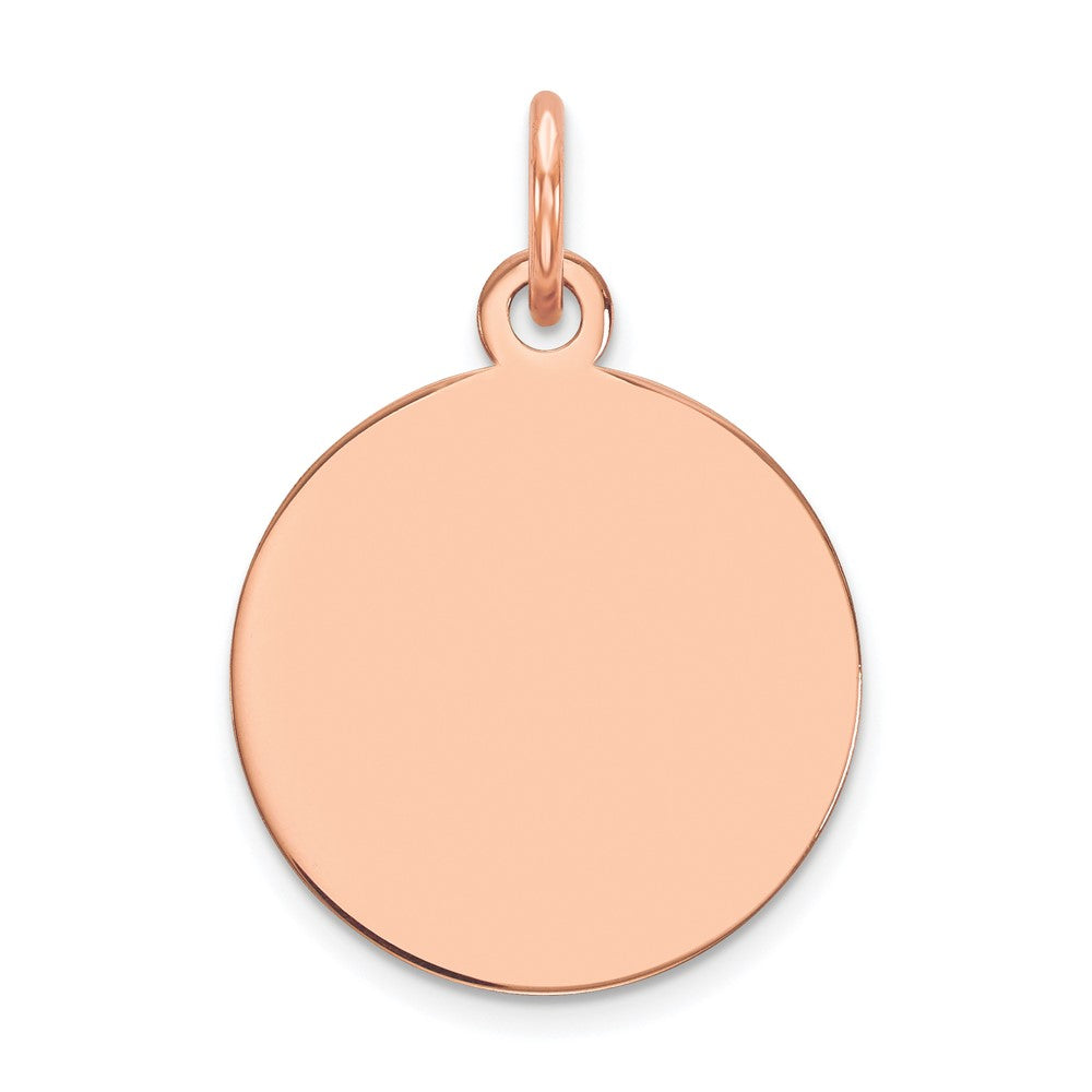 14k Rose Gold Plain Circular Engravable Disc Charm