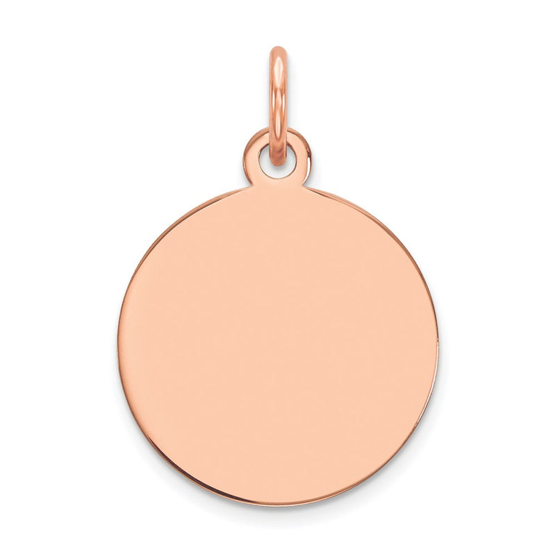 14k Rose Gold Plain Circular Engravable Disc Charm