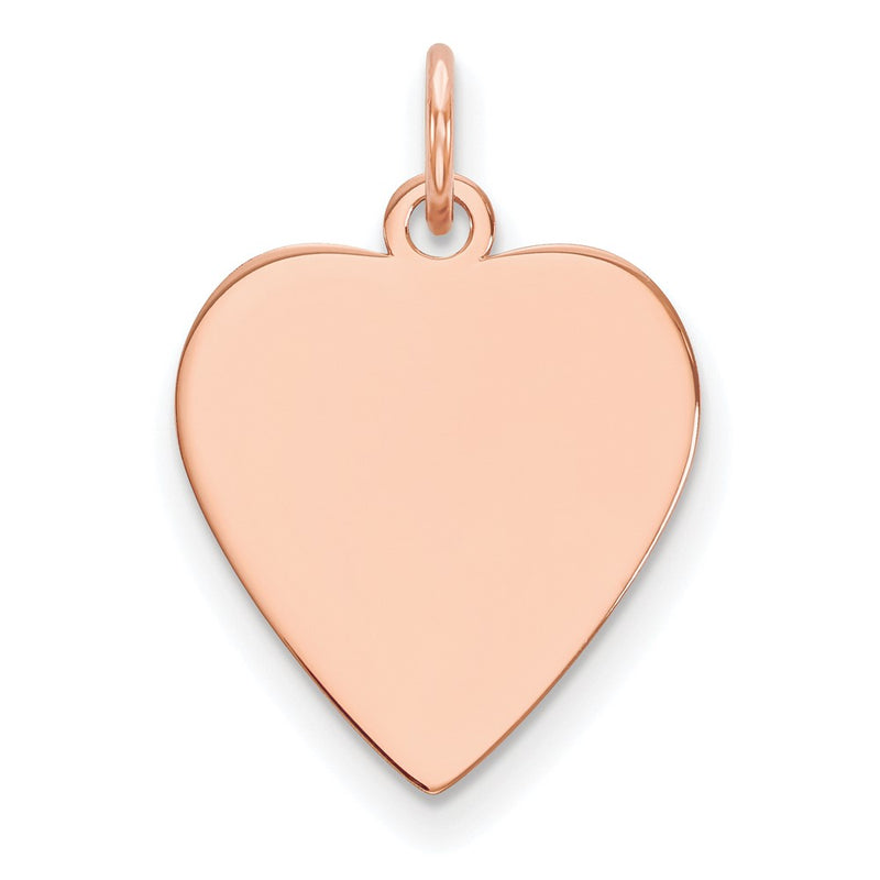 14k Rose Gold Plain Heart Engravable Disc Charm