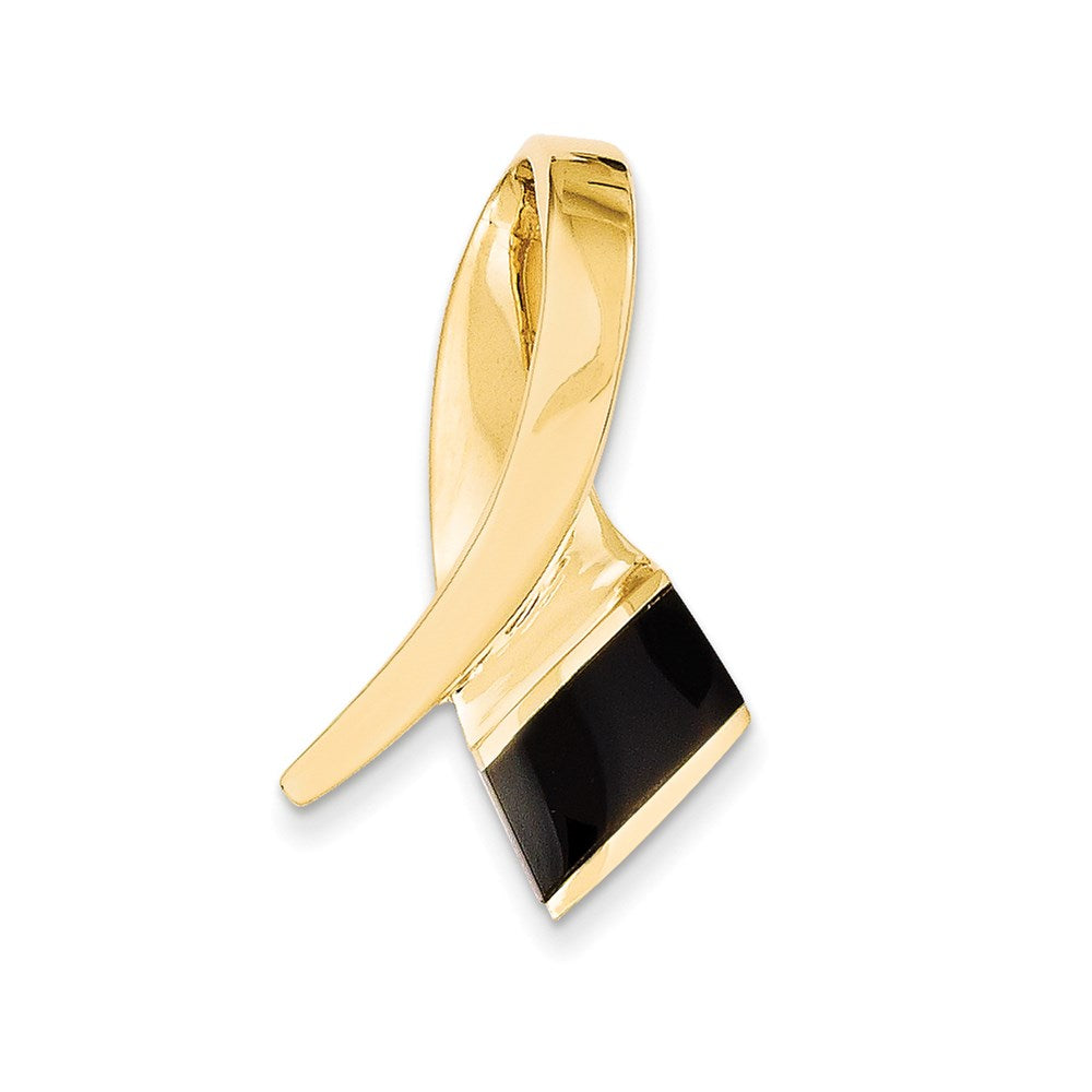14k Yellow Gold Onyx Slide