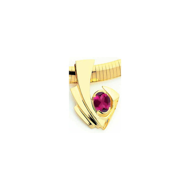 14k Yellow Gold 9x7mm Oval Rhodolite Garnet slide