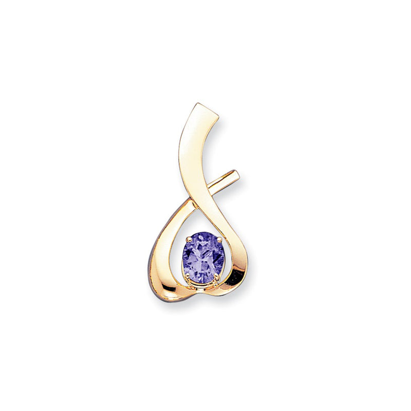 14k Yellow Gold 10x8mm Oval Amethyst Checker slide