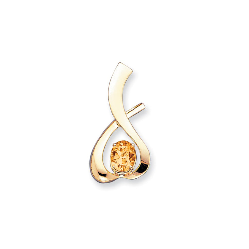 14k Yellow Gold 10x8mm Oval Citrine slide