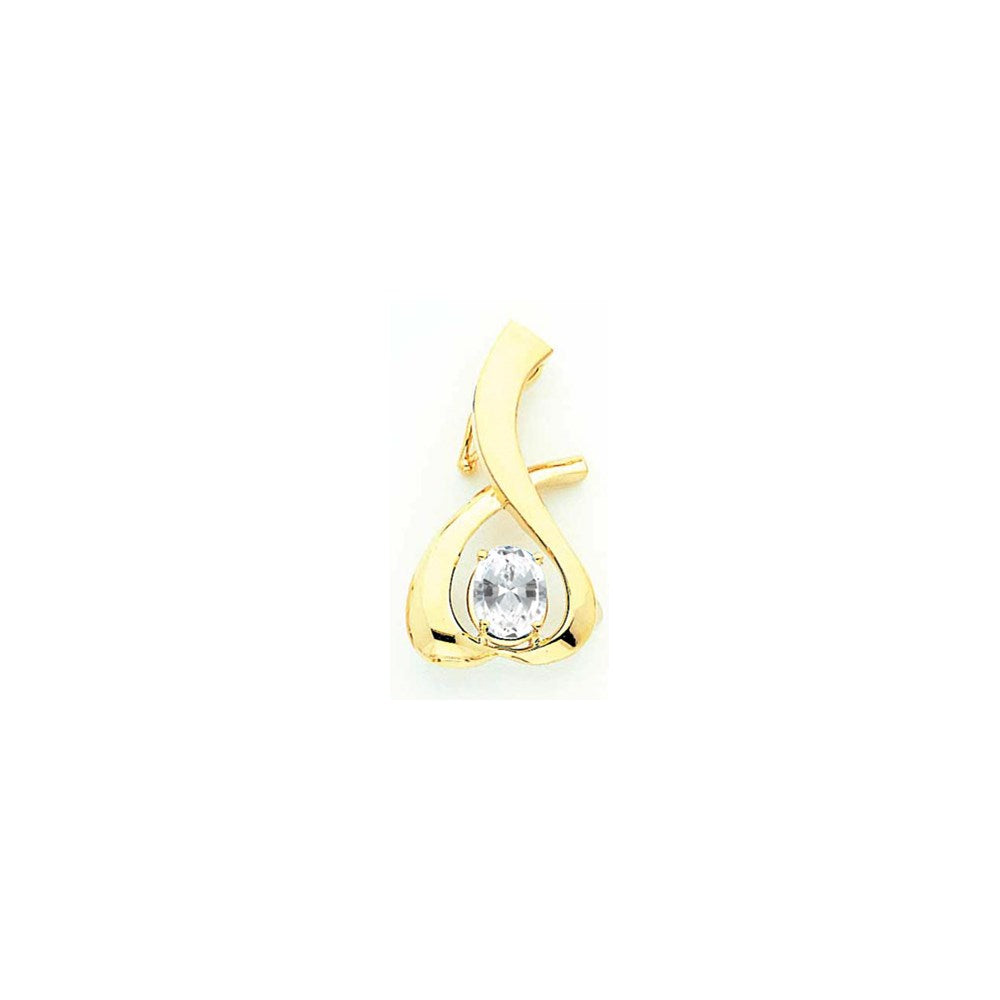 14k Yellow Gold 10x8mm Oval Cubic Zirconia slide