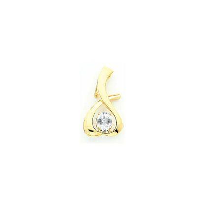 14k Yellow Gold 10x8mm Oval Cubic Zirconia slide