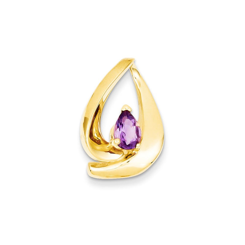 14k Yellow Gold 7x5mm Pear Amethyst Slide