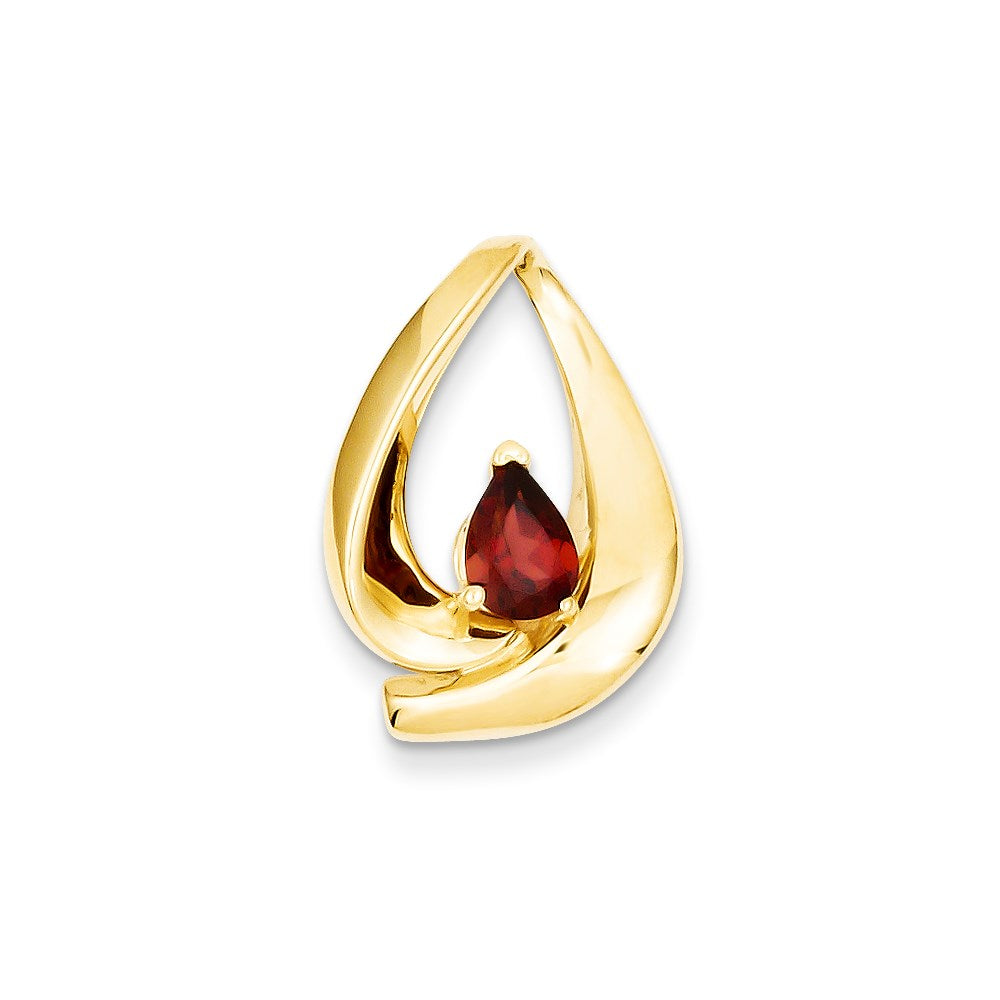 14k Yellow Gold 7x5mm Pear Garnet Slide