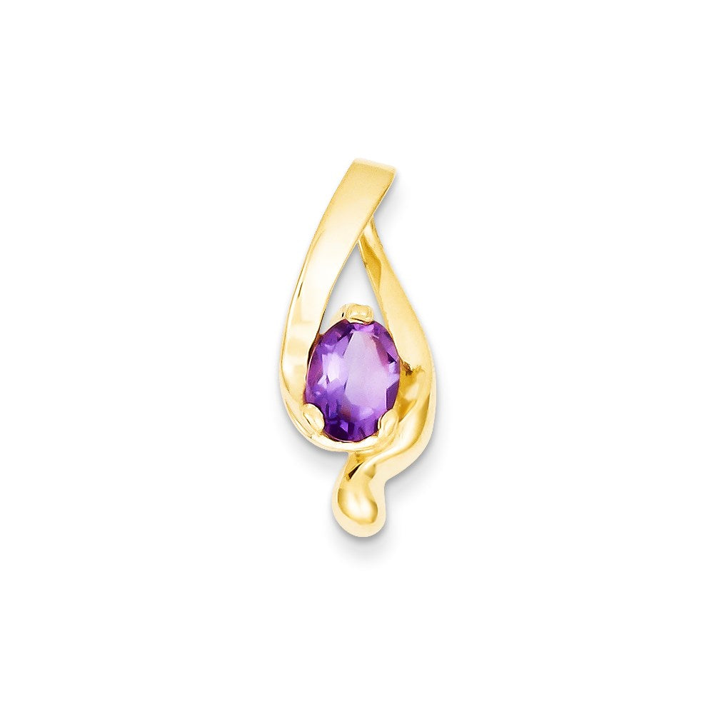 14k Yellow Gold 8x6mm Oval Amethyst slide