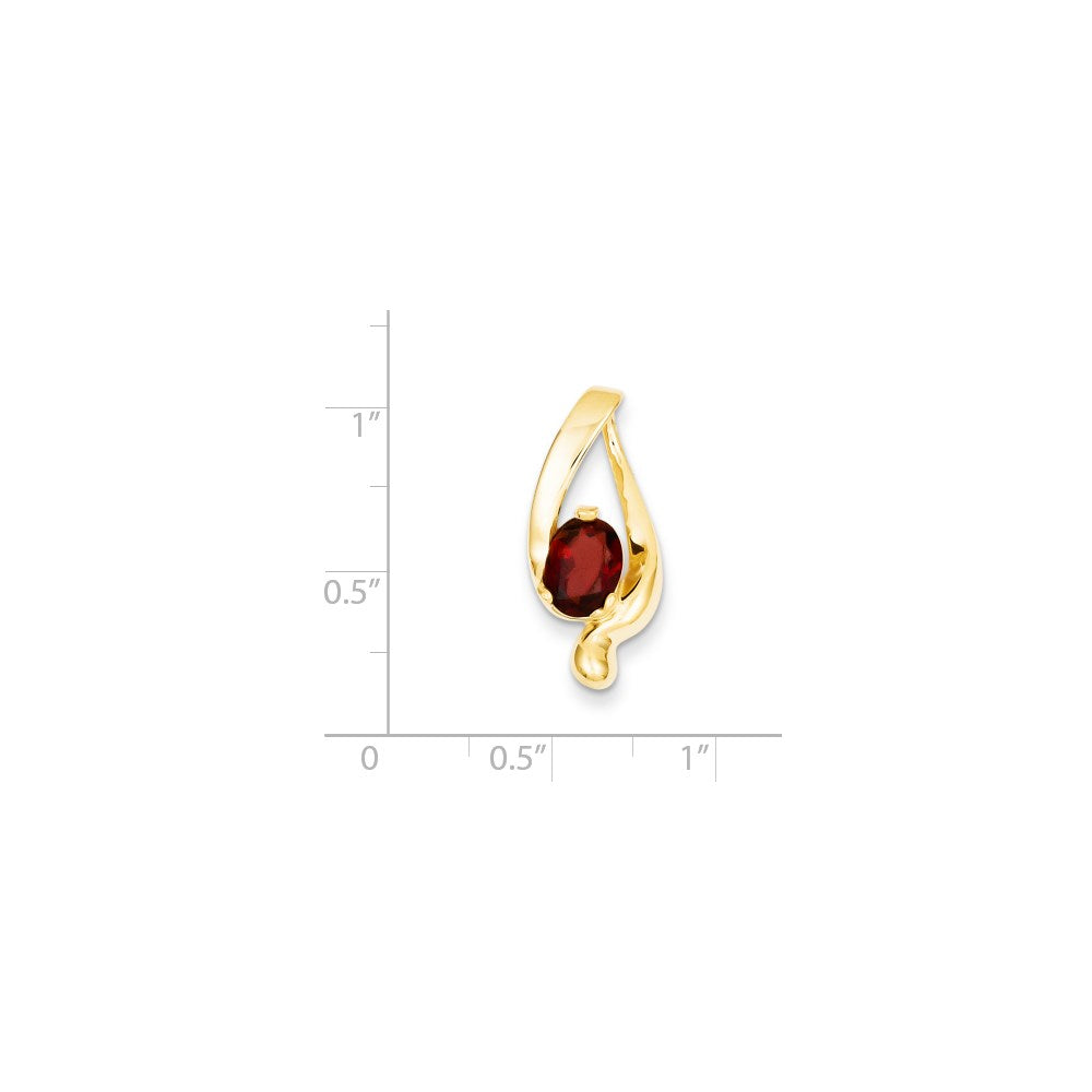 14k Yellow Gold 8x6mm Oval Garnet slide