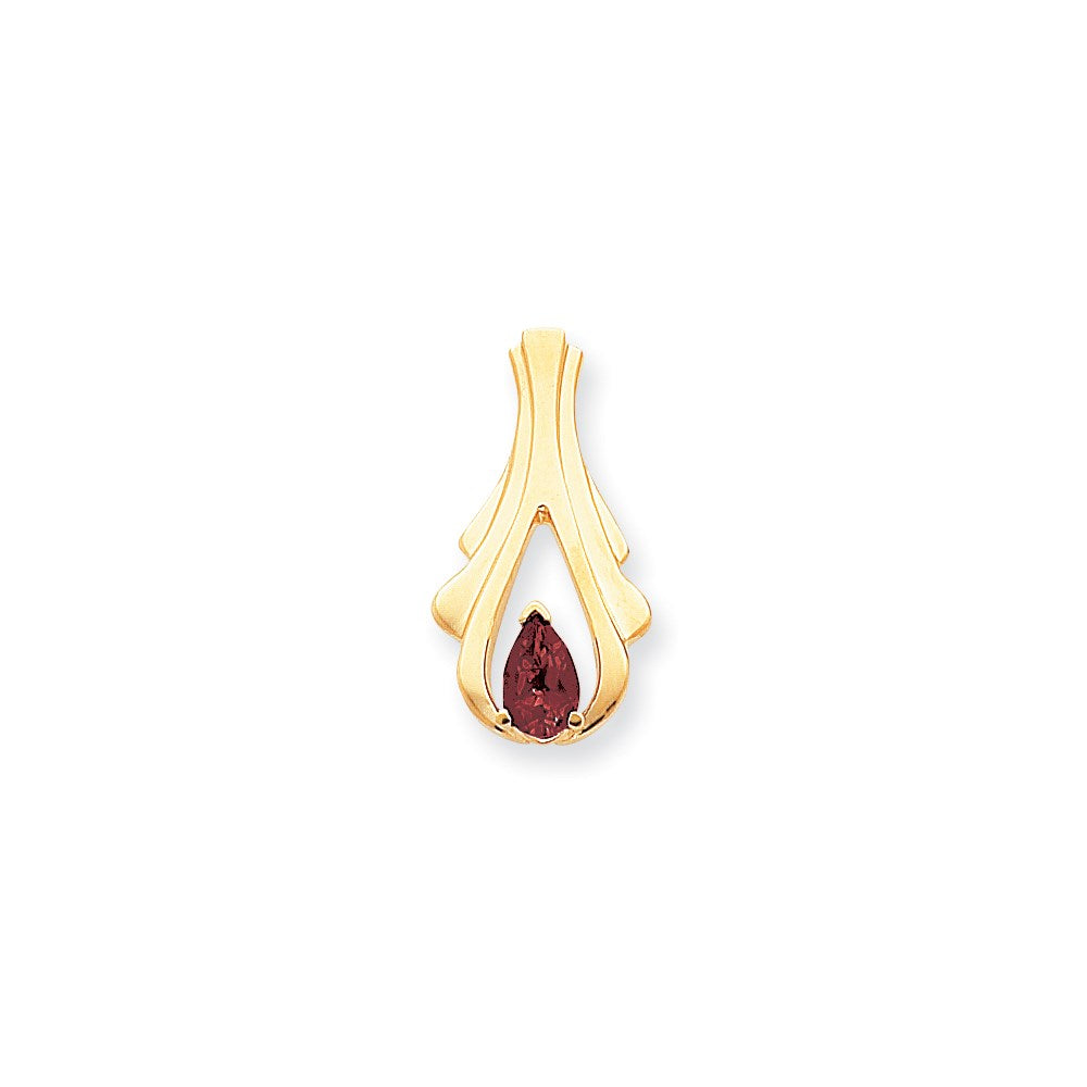 14k Yellow Gold 8x5mm Pear Garnet slide