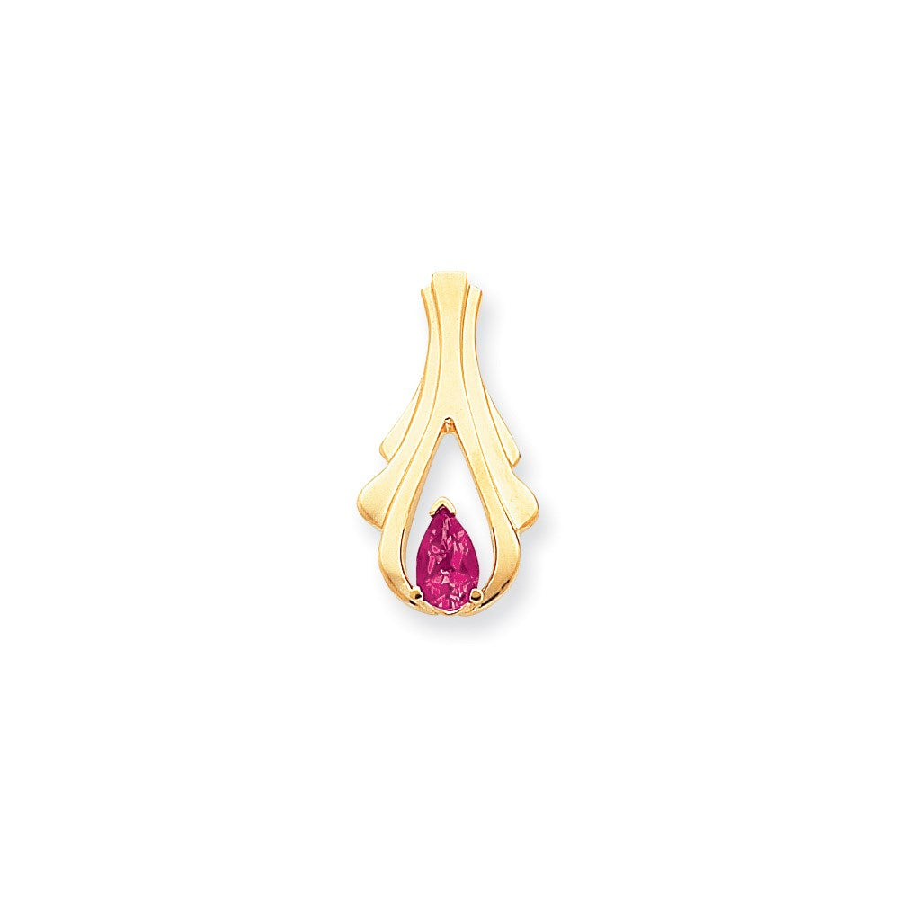 14k Yellow Gold 8x5mm Pear Pink Tourmaline slide