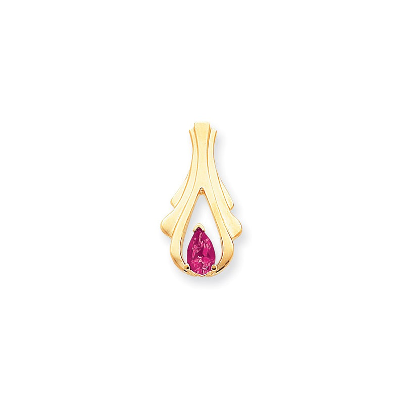 14k Yellow Gold 8x5mm Pear Pink Tourmaline slide