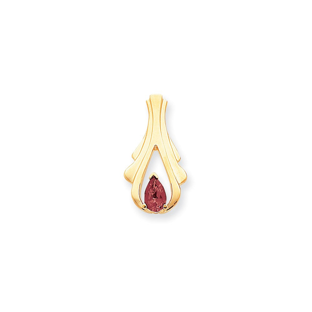14k Yellow Gold 8x5mm Pear Rhodolite Garnet slide