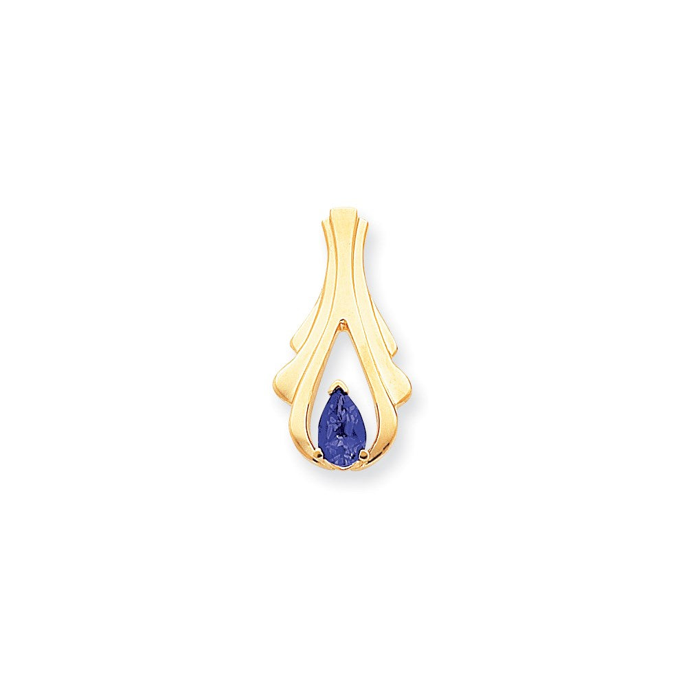 14k Yellow Gold 8x5mm Pear Sapphire slide