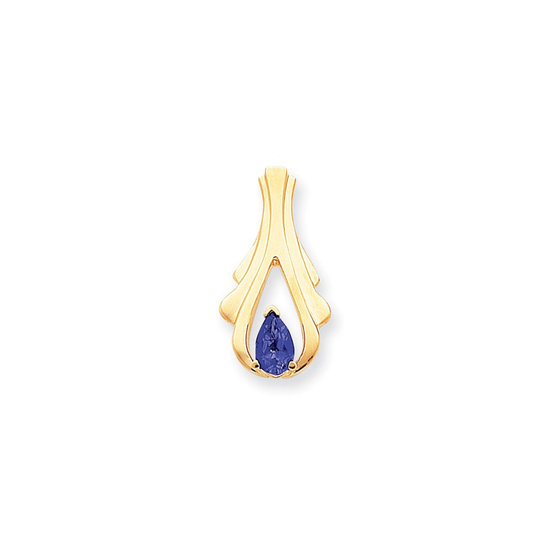 14k Yellow Gold 8x5mm Pear Sapphire slide