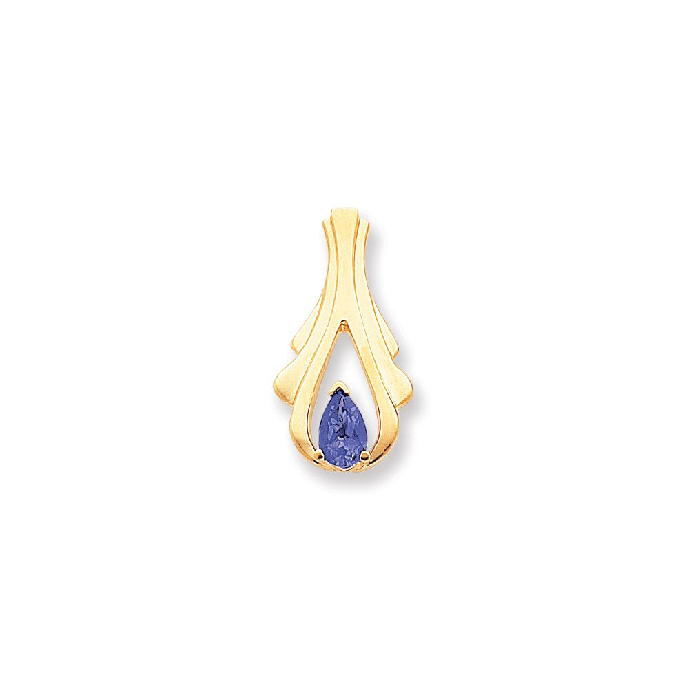 14k Yellow Gold 8x5mm Pear Tanzanite slide