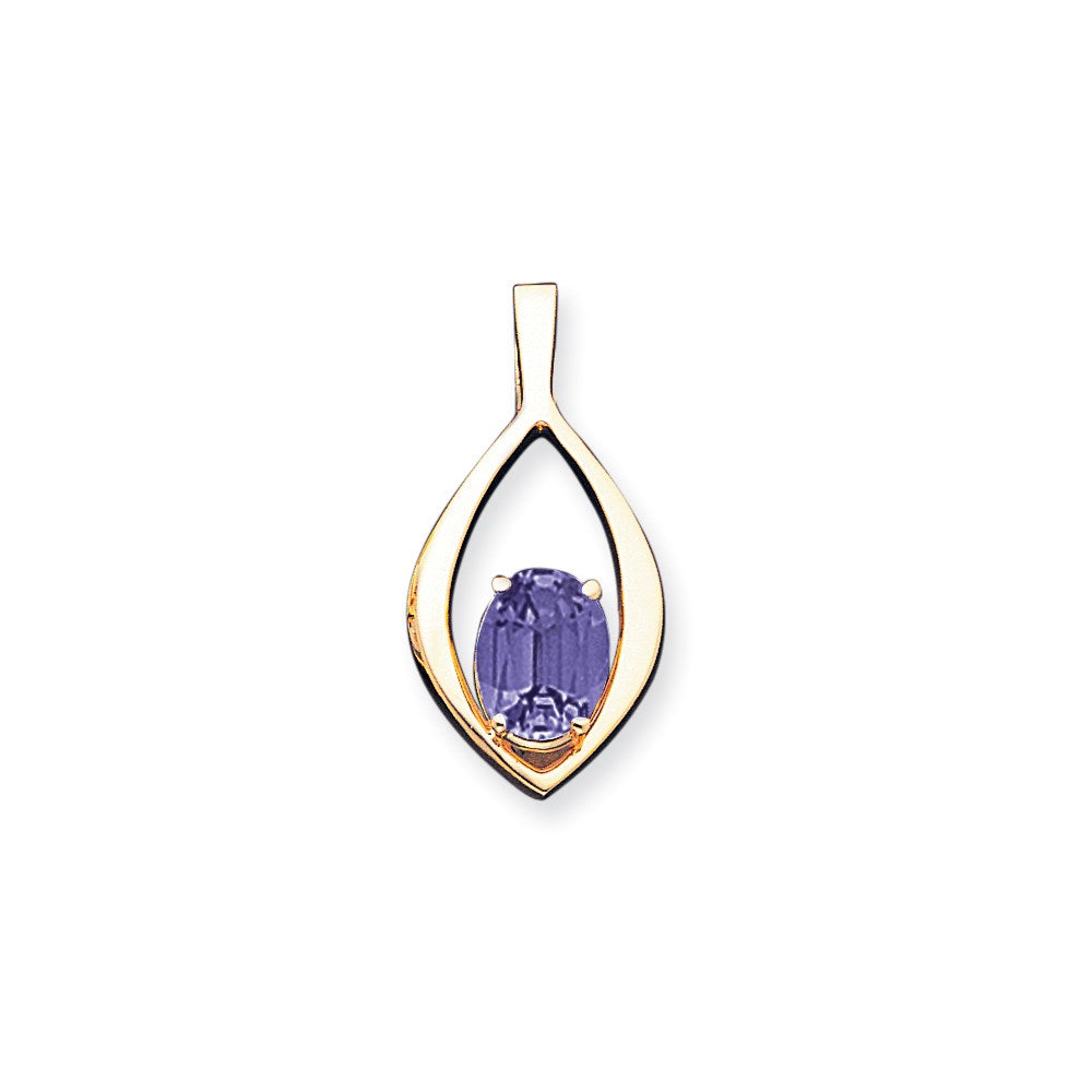 14k Yellow Gold 12x10mm Oval Amethyst slide
