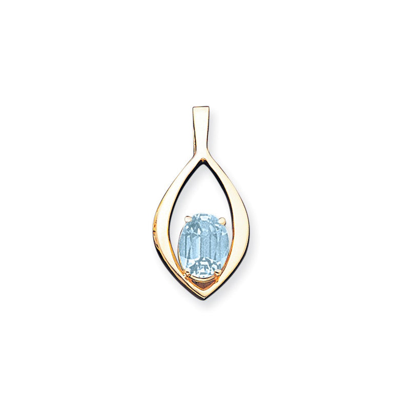 14k Yellow Gold 12x10mm Oval Blue Topaz slide