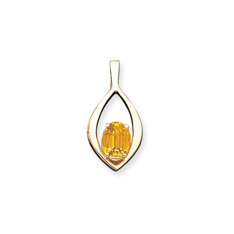 14k Yellow Gold 12x10mm Oval Citrine Checker slide