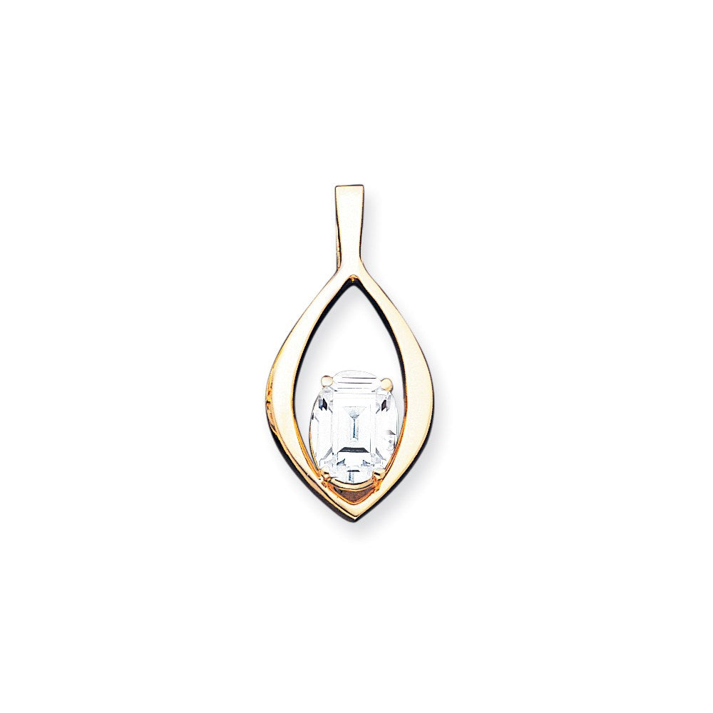 14k Yellow Gold 12x10mm Oval Cubic Zirconia slide