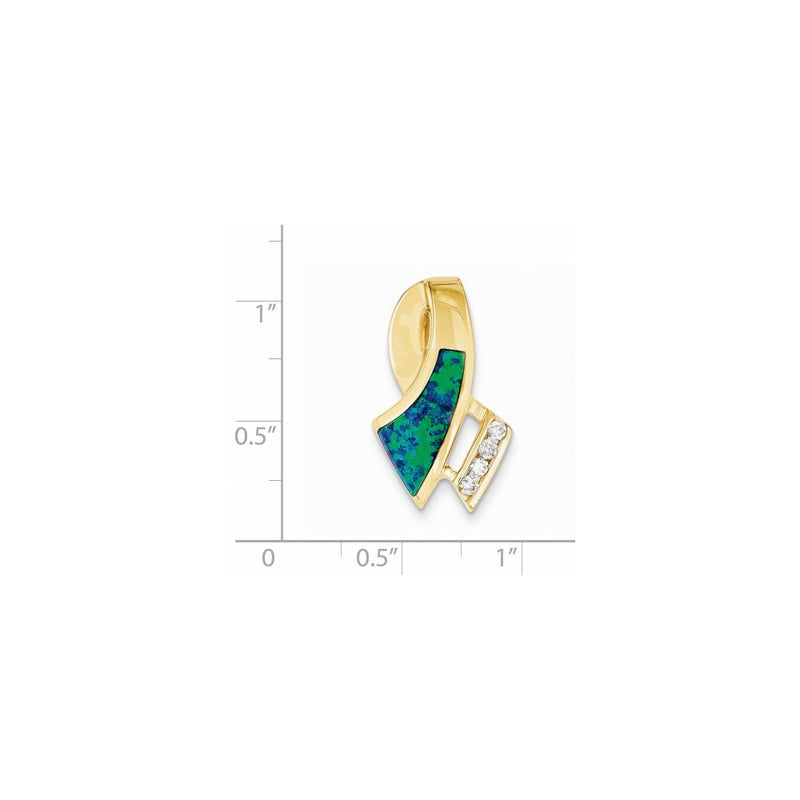 14k Yellow Gold Imitation Opal & Diamond Omega Slide