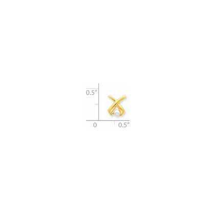 14k Yellow Gold 6.5mm White Round Freshwater Cultured Pearl Fancy X Slide