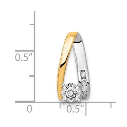 14k Two Tone AAA Diamond Peg Slide