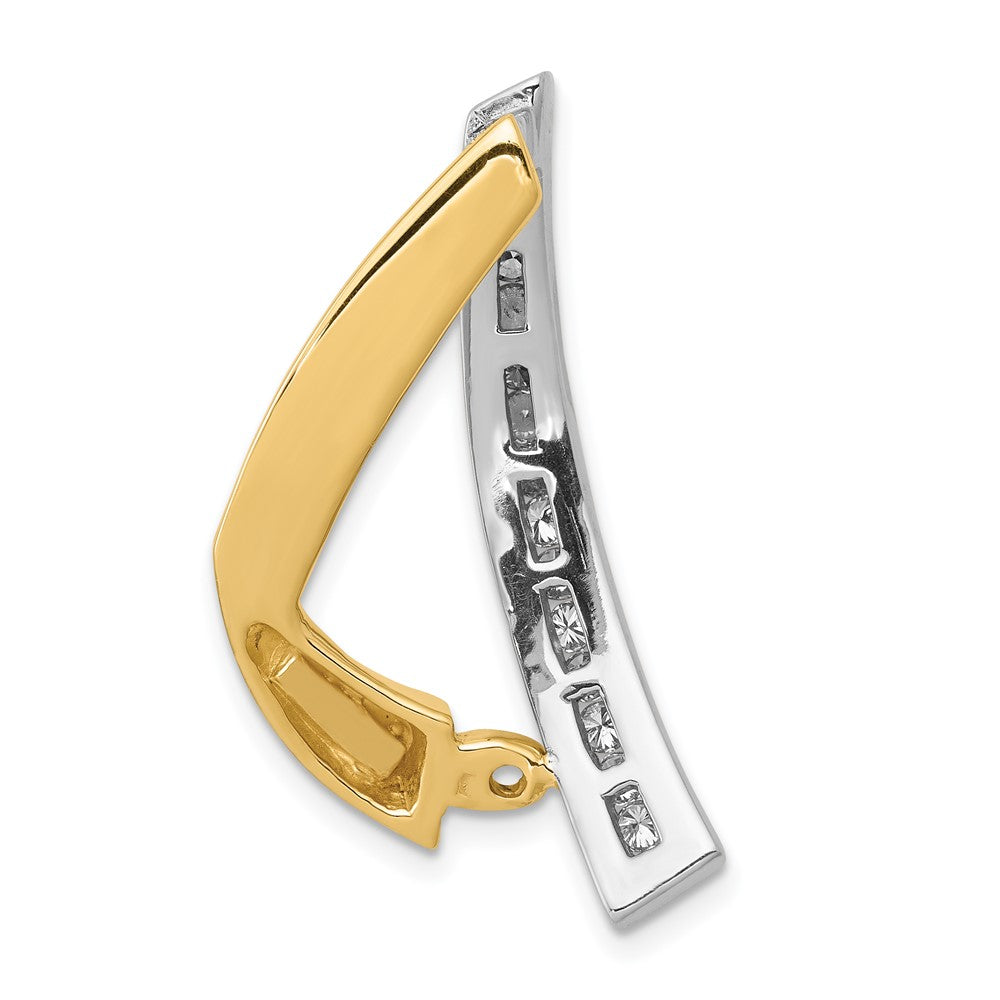 14k Two Tone AAA Diamond Peg Slide