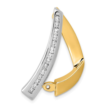 14k Two Tone AAA Diamond Peg Slide