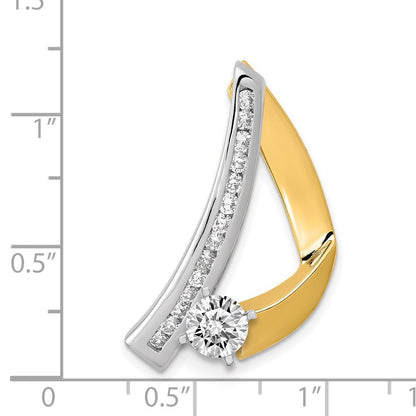14k Two Tone AAA Diamond Peg Slide