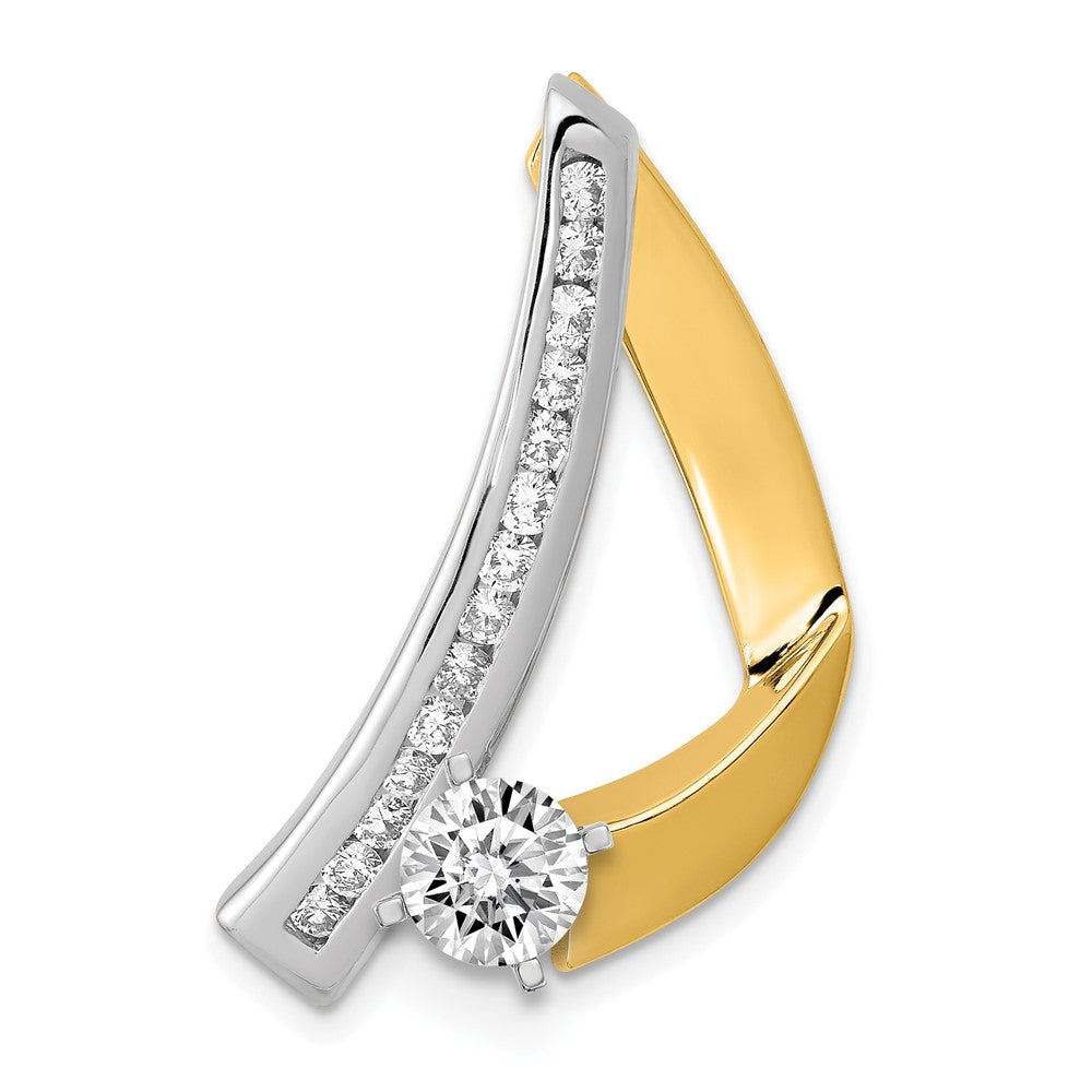 14k Two Tone AAA Diamond Peg Slide