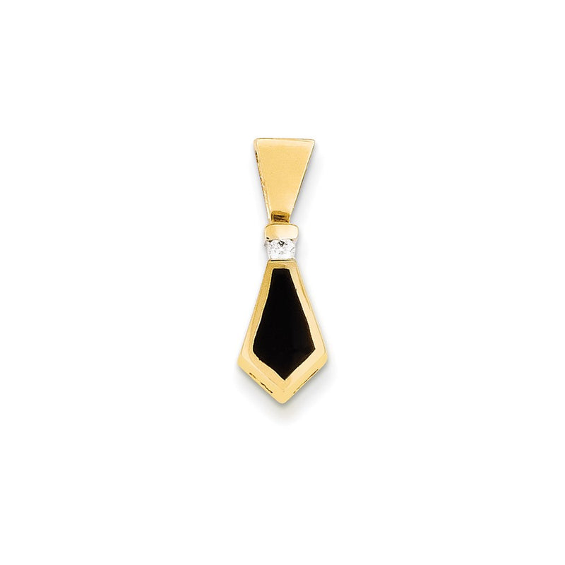 14k Yellow Gold Polished AA Quality Completed Diamond & Onyx Slide