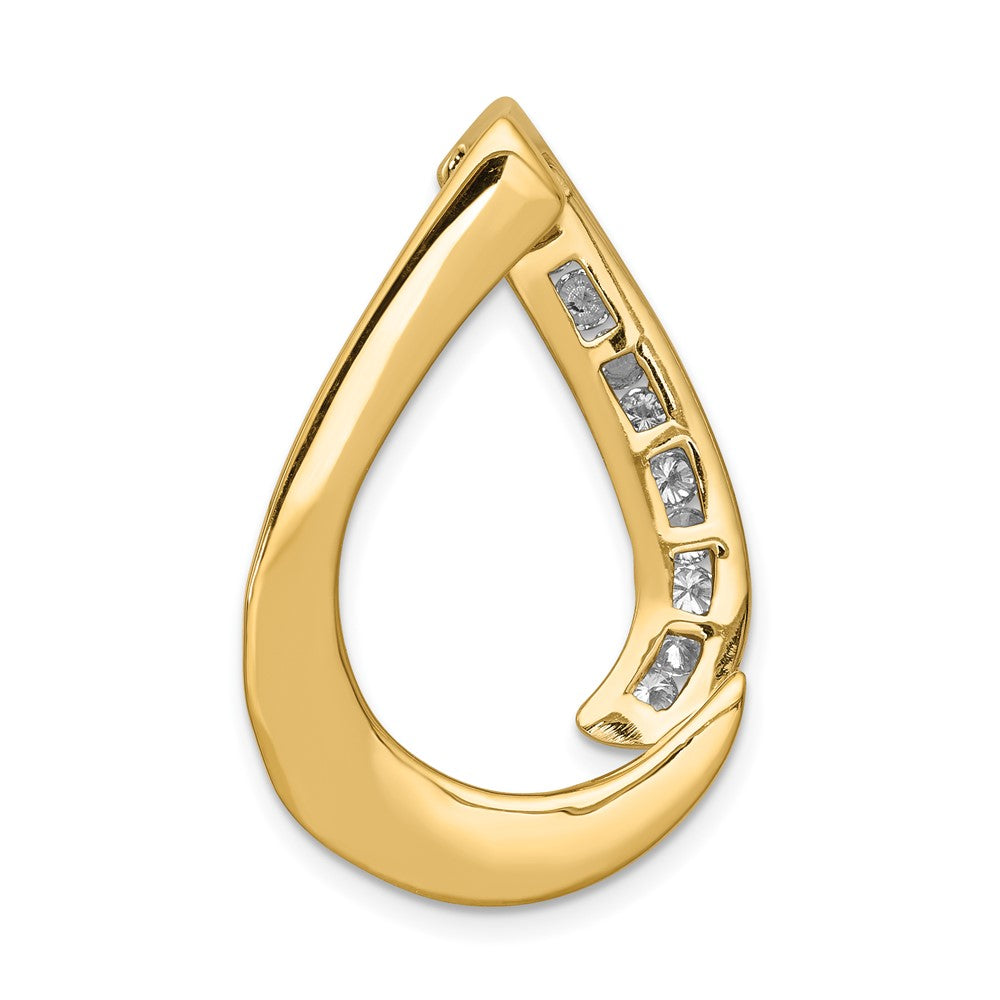 14k Two Tone AAA Diamond Teardrop Slide