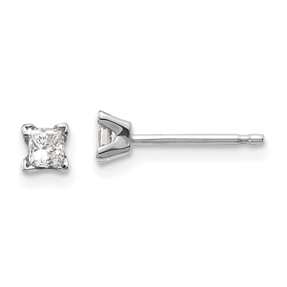 14k White Gold VS Quality Complete Princess Cut Diamond Earrings