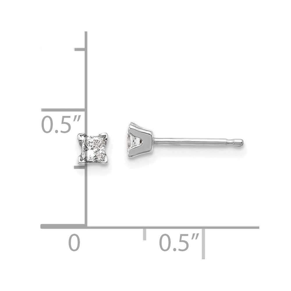 14k White Gold AAA Quality Complete Princess Cut Diamond Earring