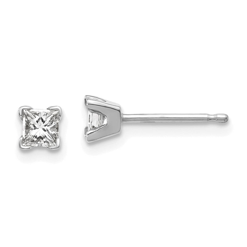 14k White Gold AA Quality Complete Princess Cut Diamond Earrings