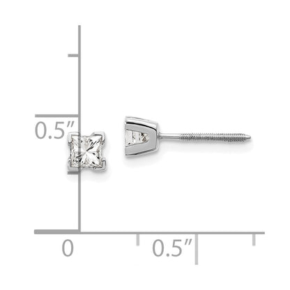 14k White Gold AA Quality Complete Princess Cut Diamond Earrings