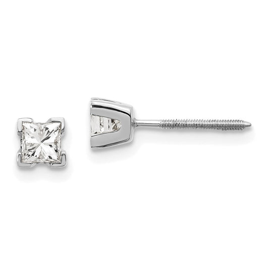 14k White Gold VS Quality Complete Princess Cut Diamond Earrings