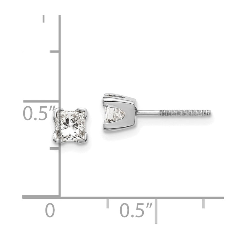 14k White Gold AA Quality Complete Princess Cut Diamond Earrings