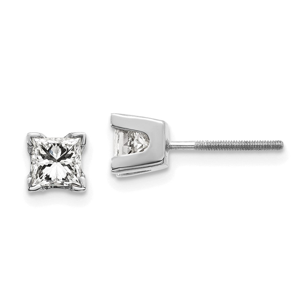 14k White Gold AAA Quality Complete Princess Cut Diamond Earring
