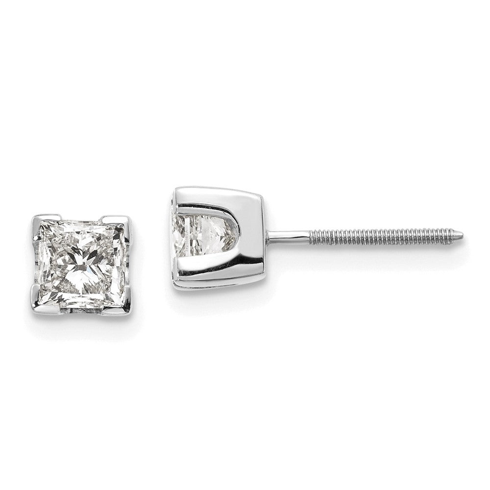 14k White Gold 1ct AAA Quality Complete Princess Cut Diamond Earrings
