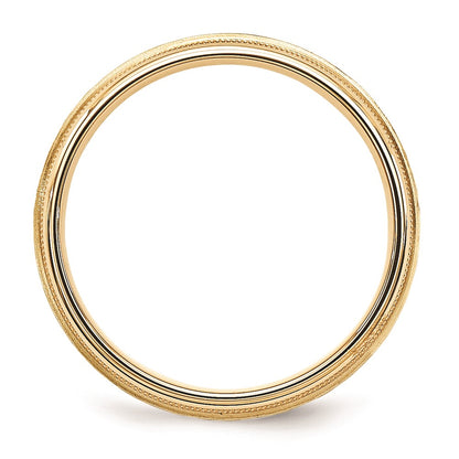 Solid 14K Yellow Gold Two-Tone 6mm Milgrained Edges Size 6 Wedding Men's/Women's Wedding Band Ring