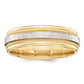 Solid 14K Yellow Gold Two-Tone 6mm Milgrained Edges Size 6 Wedding Men's/Women's Wedding Band Ring