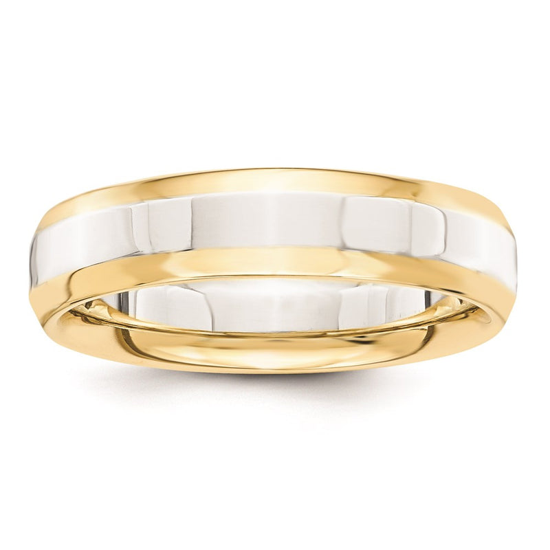 Solid 18K Yellow Gold Two-Tone 5mm Domed Size 6 Wedding Men's/Women's Wedding Band Ring