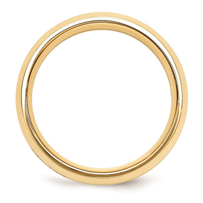 Solid 14K Yellow Gold Two-Tone 6mm Domed Size 9 Wedding Men's/Women's Wedding Band Ring