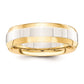 Solid 14K Yellow Gold Two-Tone 6mm Domed Size 6 Wedding Men's/Women's Wedding Band Ring